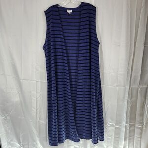 Lularoe Size XL Striped Blue and Black Sleeveless Cardigan